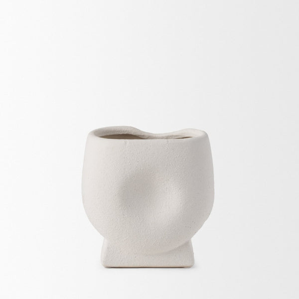 Mercana Darian Sculptural Matte Ceramic Vase – Timeless Accent for Modern Decor and Fresh Flowers Display Textured White | Small 70963