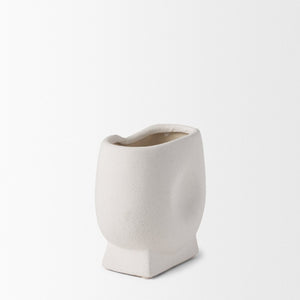 Mercana Darian Sculptural Matte Ceramic Vase – Timeless Accent for Modern Decor and Fresh Flowers Display Textured White | Small 70963