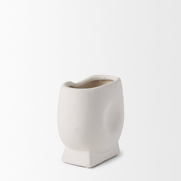 Mercana Darian Sculptural Matte Ceramic Vase – Timeless Accent for Modern Decor and Fresh Flowers Display Textured White | Small 70963