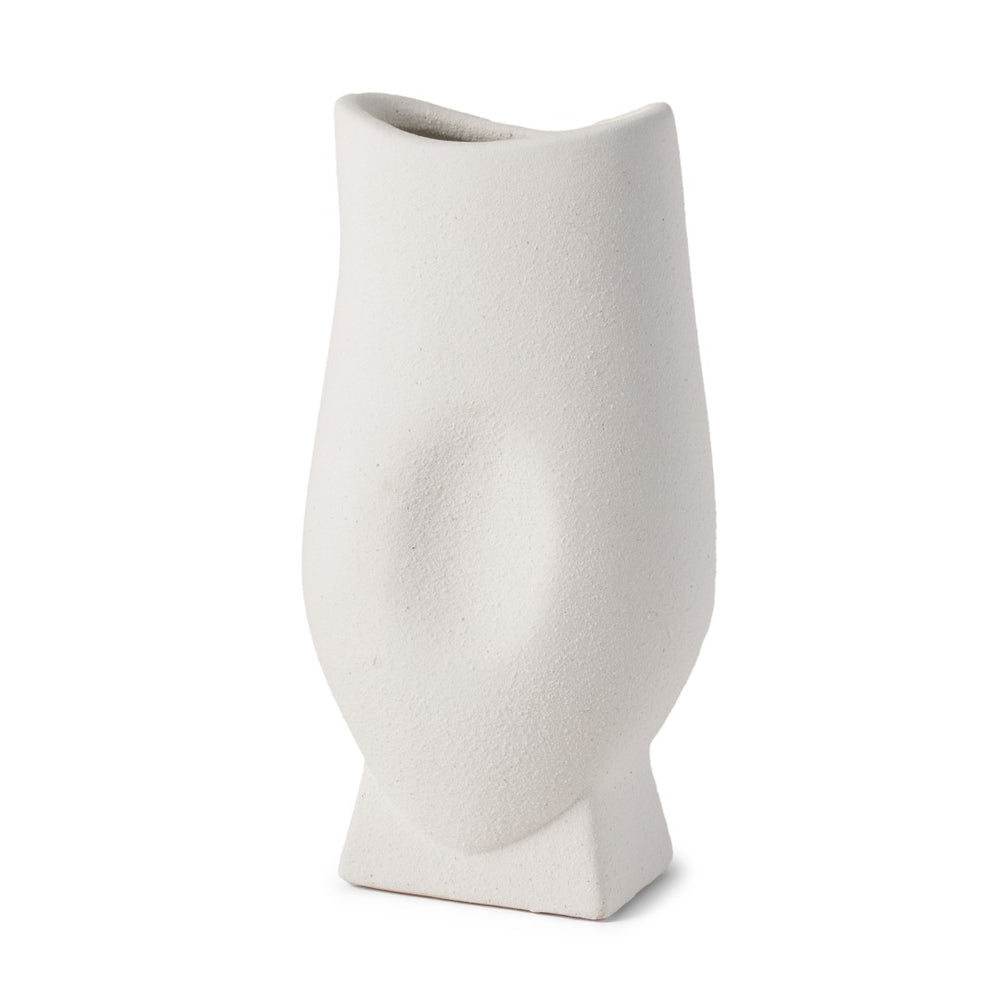 Mercana Darian Sculptural Matte Ceramic Vase – Timeless Accent for Modern Decor and Fresh Flowers Display Textured White | Large 70964