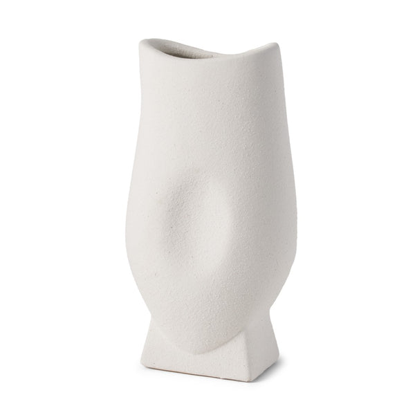 Mercana Darian Sculptural Matte Ceramic Vase – Timeless Accent for Modern Decor and Fresh Flowers Display Textured White | Large 70964