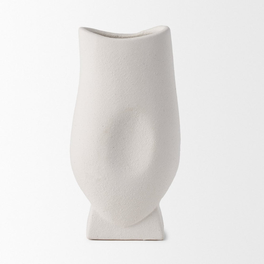 Mercana Darian Sculptural Matte Ceramic Vase – Timeless Accent for Modern Decor and Fresh Flowers Display Textured White | Large 70964
