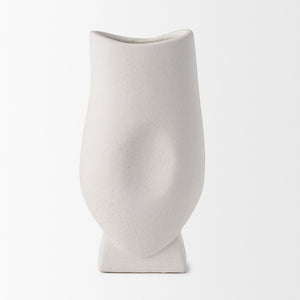 Mercana Darian Sculptural Matte Ceramic Vase – Timeless Accent for Modern Decor and Fresh Flowers Display Textured White | Large 70964