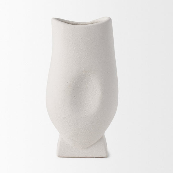 Mercana Darian Sculptural Matte Ceramic Vase – Timeless Accent for Modern Decor and Fresh Flowers Display Textured White | Large 70964
