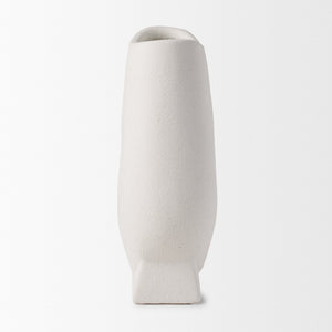 Mercana Darian Sculptural Matte Ceramic Vase – Timeless Accent for Modern Decor and Fresh Flowers Display Textured White | Large 70964