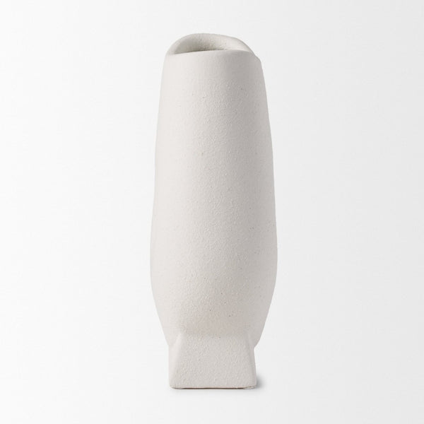 Mercana Darian Sculptural Matte Ceramic Vase – Timeless Accent for Modern Decor and Fresh Flowers Display Textured White | Large 70964