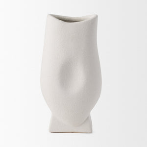 Mercana Darian Sculptural Matte Ceramic Vase – Timeless Accent for Modern Decor and Fresh Flowers Display Textured White | Large 70964