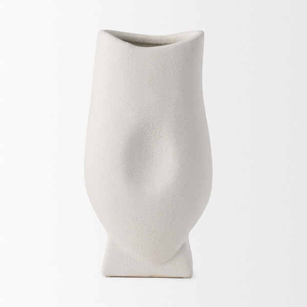 Mercana Darian Sculptural Matte Ceramic Vase – Timeless Accent for Modern Decor and Fresh Flowers Display Textured White | Large 70964