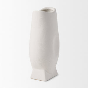 Mercana Darian Sculptural Matte Ceramic Vase – Timeless Accent for Modern Decor and Fresh Flowers Display Textured White | Large 70964