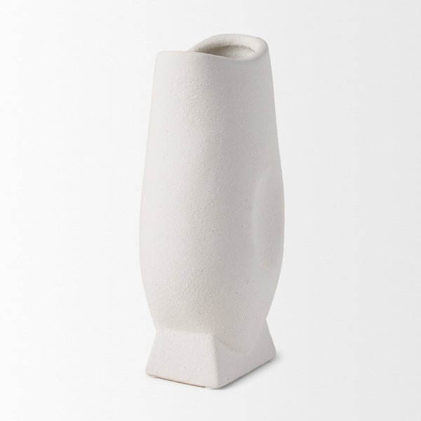 Mercana Darian Sculptural Matte Ceramic Vase – Timeless Accent for Modern Decor and Fresh Flowers Display Textured White | Large 70964