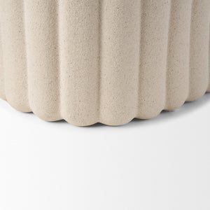 Mercana Mira Sculptural Ceramic Vase with Fluted Design and Sandy Texture for Elegant Home Décor Accent Blush Beige | Wide 70965