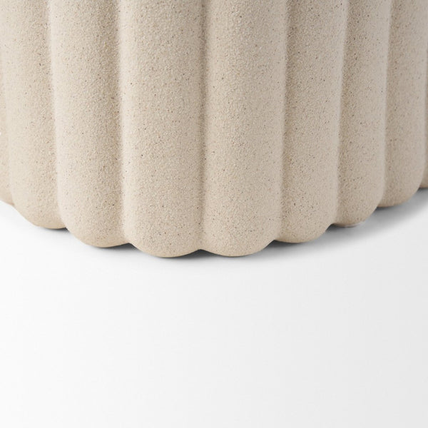 Mercana Mira Sculptural Ceramic Vase with Fluted Design and Sandy Texture for Elegant Home Décor Accent Blush Beige | Wide 70965