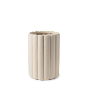 Mercana Mira Sculptural Ceramic Vase with Fluted Design and Sandy Texture for Elegant Home Décor Accent Blush Beige | Tall 70966