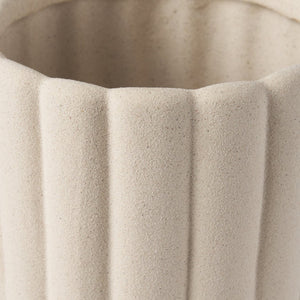 Mercana Mira Sculptural Ceramic Vase with Fluted Design and Sandy Texture for Elegant Home Décor Accent Blush Beige | Tall 70966