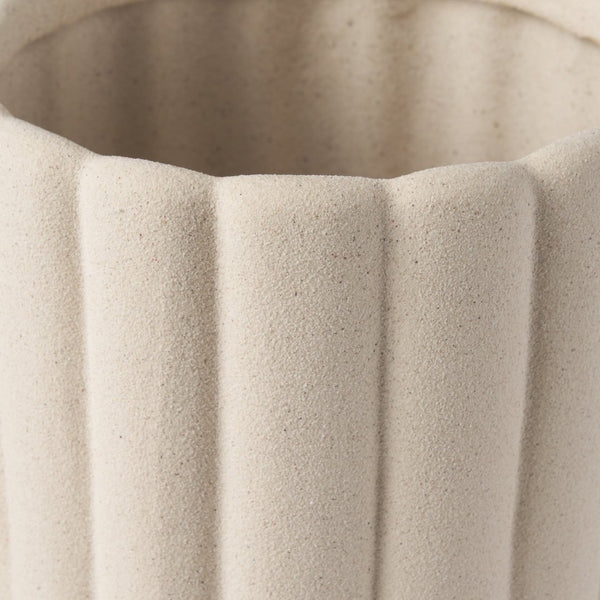 Mercana Mira Sculptural Ceramic Vase with Fluted Design and Sandy Texture for Elegant Home Décor Accent Blush Beige | Tall 70966