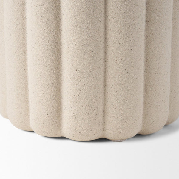 Mercana Mira Sculptural Ceramic Vase with Fluted Design and Sandy Texture for Elegant Home Décor Accent Blush Beige | Tall 70966