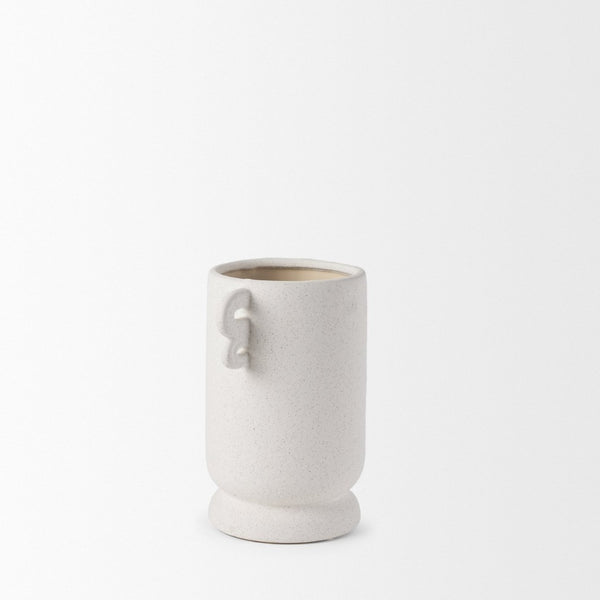 Mercana Dylan Textured Vase with Butterfly Wing Handles - Rustic Elegance for Modern Home Decor Accent Off White | Ceramic | Small 70969