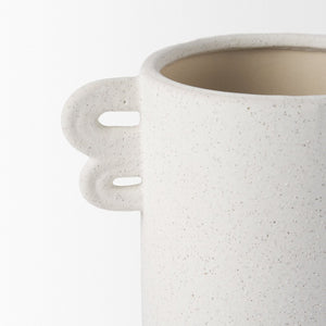 Mercana Dylan Textured Vase with Butterfly Wing Handles - Rustic Elegance for Modern Home Decor Accent Off White | Ceramic | Small 70969