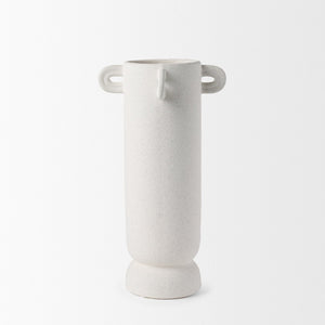 Mercana Dylan Textured Vase with Butterfly Wing Handles - Rustic Elegance for Modern Home Decor Accent Off White | Ceramic | Tall 70970