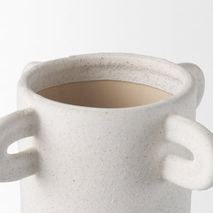 Mercana Dylan Textured Vase with Butterfly Wing Handles - Rustic Elegance for Modern Home Decor Accent Off White | Ceramic | Tall 70970