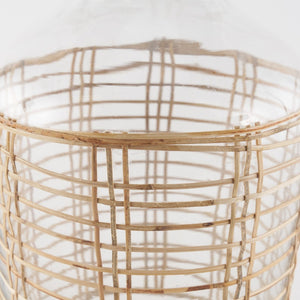 Mercana Troian Decorative Bottle with Artisanal Charm – Handcrafted Coastal Accent for Unique Décor Styles Glass | Rattan | Medium 70932
