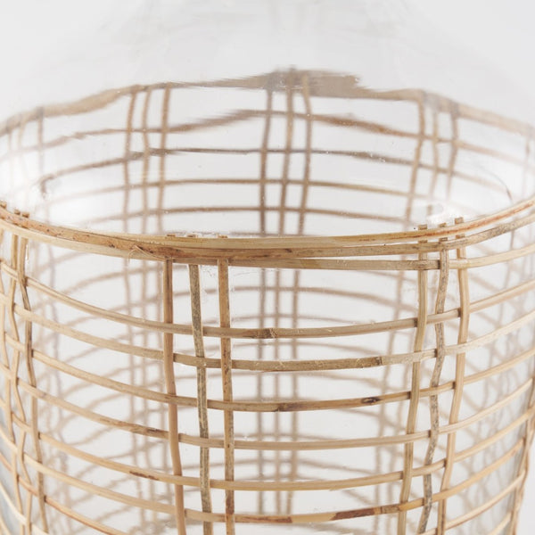 Mercana Troian Decorative Bottle with Artisanal Charm – Handcrafted Coastal Accent for Unique Décor Styles Glass | Rattan | Medium 70932