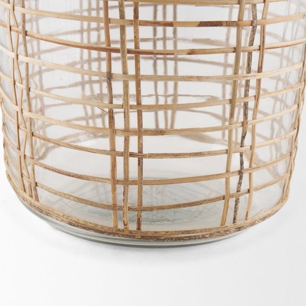 Mercana Troian Decorative Bottle with Artisanal Charm – Handcrafted Coastal Accent for Unique Décor Styles Glass | Rattan | Medium 70932