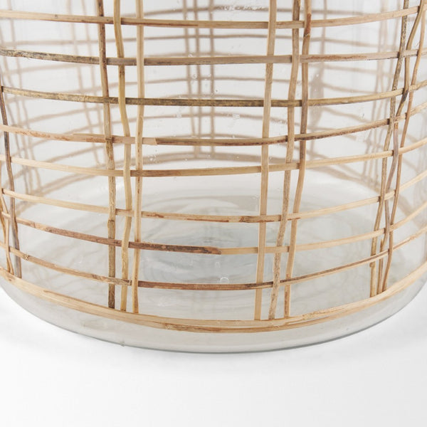 Mercana Troian Decorative Bottle with Artisanal Charm – Handcrafted Coastal Accent for Unique Décor Styles Glass | Rattan | Large 70933