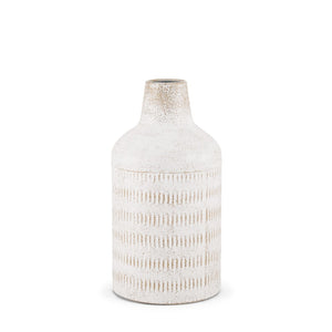 Mercana Tisha Metal Vase with Terracotta Distressing – Rustic Charm for Farmhouse or Modern Decor White | Short | Ceramic 70941