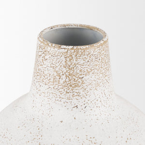 Mercana Tisha Metal Vase with Terracotta Distressing – Rustic Charm for Farmhouse or Modern Decor White | Short | Ceramic 70941