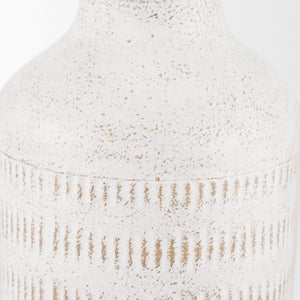 Mercana Tisha Metal Vase with Terracotta Distressing – Rustic Charm for Farmhouse or Modern Decor White | Short | Ceramic 70941