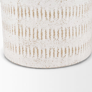 Mercana Tisha Metal Vase with Terracotta Distressing – Rustic Charm for Farmhouse or Modern Decor White | Short | Ceramic 70941