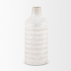 Mercana Tisha Metal Vase with Terracotta Distressing – Rustic Charm for Farmhouse or Modern Decor White | Tall | Ceramic 70942