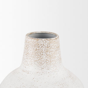 Mercana Tisha Metal Vase with Terracotta Distressing – Rustic Charm for Farmhouse or Modern Decor White | Tall | Ceramic 70942