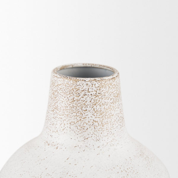 Mercana Tisha Metal Vase with Terracotta Distressing – Rustic Charm for Farmhouse or Modern Decor White | Tall | Ceramic 70942