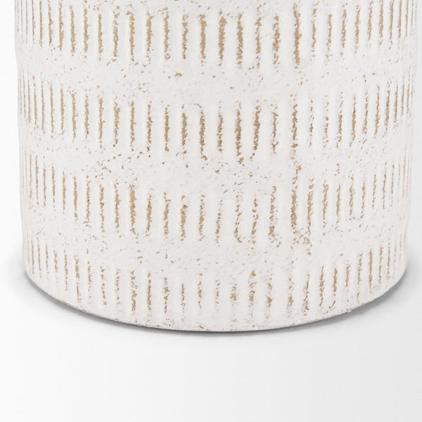 Mercana Tisha Metal Vase with Terracotta Distressing – Rustic Charm for Farmhouse or Modern Decor White | Tall | Ceramic 70942