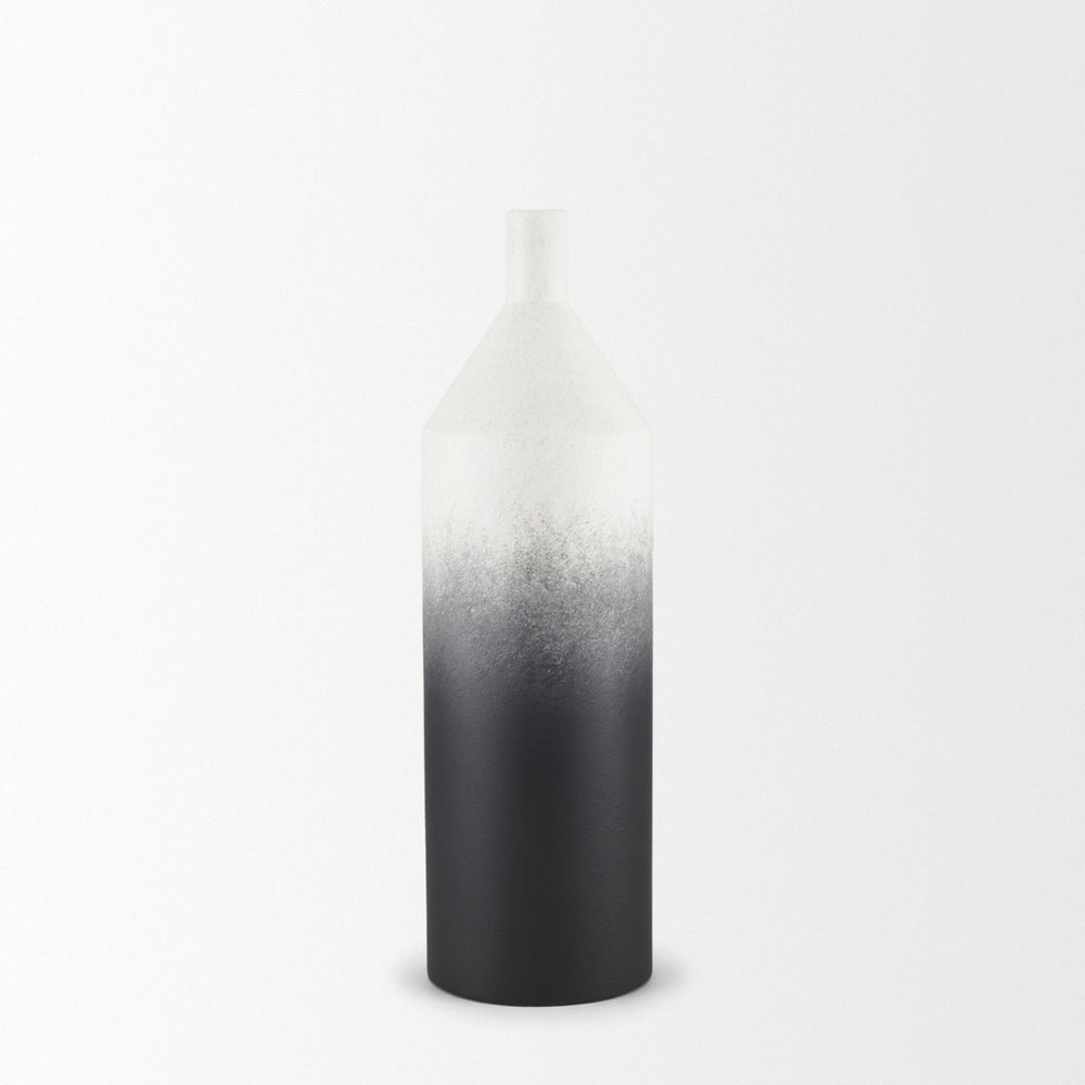 Mercana Townley Modern White-Black Gradient Metal Vase - Sculptural Accent for Stylish Home Decor & Arrangements Ombre Metal | Small 70953