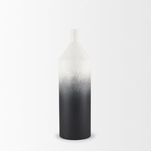 Mercana Townley Modern White-Black Gradient Metal Vase - Sculptural Accent for Stylish Home Decor & Arrangements Ombre Metal | Small 70953