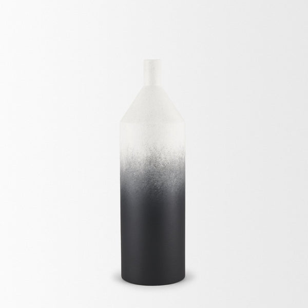 Mercana Townley Modern White-Black Gradient Metal Vase - Sculptural Accent for Stylish Home Decor & Arrangements Ombre Metal | Small 70953