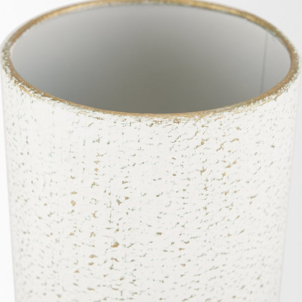 Mercana Tovah Elegant Sculptural Vase with Textured Finish and Gold Detailing for Modern Home Decor White + Gold | Metal | Tall 70952
