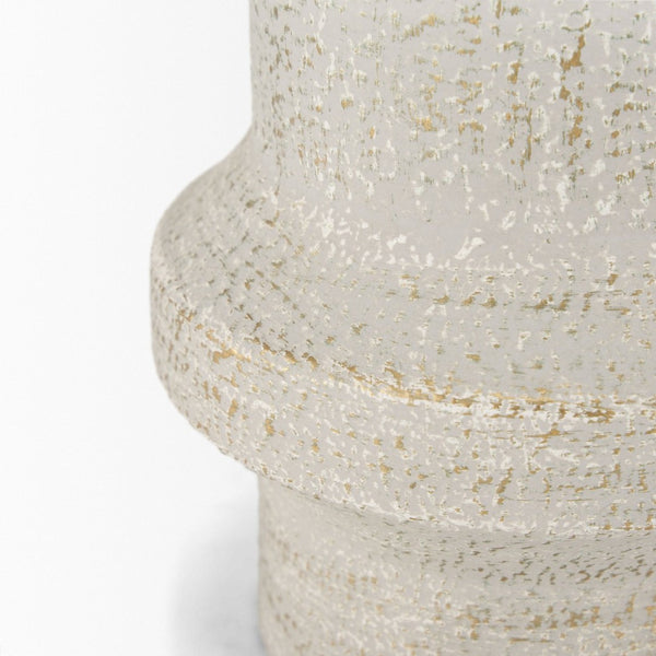 Mercana Tovah Elegant Sculptural Vase with Textured Finish and Gold Detailing for Modern Home Decor White + Gold | Metal | Tall 70952