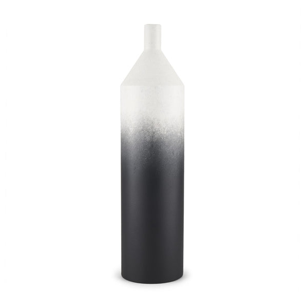 Mercana Townley Modern White-Black Gradient Metal Vase - Sculptural Accent for Stylish Home Decor & Arrangements Ombre Metal | Tall 70954