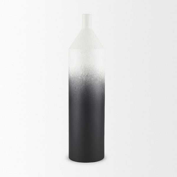 Mercana Townley Modern White-Black Gradient Metal Vase - Sculptural Accent for Stylish Home Decor & Arrangements Ombre Metal | Tall 70954