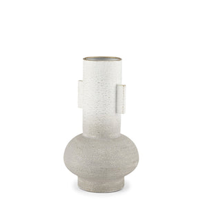 Mercana Torres Textured Vase – Rustic Elegance with Gold Detailing for Stylish Home Decor & Floral Displays Off White + Gold | Metal | Small 70955