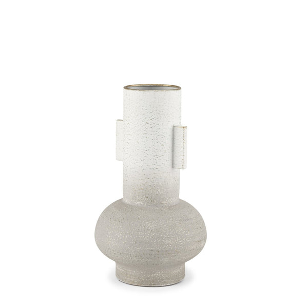 Mercana Torres Textured Vase – Rustic Elegance with Gold Detailing for Stylish Home Decor & Floral Displays Off White + Gold | Metal | Small 70955