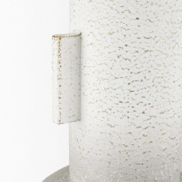 Mercana Torres Textured Vase – Rustic Elegance with Gold Detailing for Stylish Home Decor & Floral Displays Off White + Gold | Metal | Small 70955
