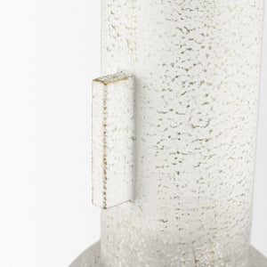 Mercana Torres Textured Vase – Rustic Elegance with Gold Detailing for Stylish Home Decor & Floral Displays Offwhite + Gold | Metal |Tall 70956