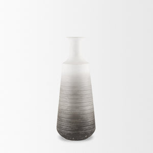Mercana Toru Sculptural White-to-Gray Vase - Modern Embossed Design for Stylish Home Decor Centerpieces Ombre | Metal | Medium 70957