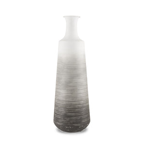 Mercana Toru Sculptural White-to-Gray Vase - Modern Embossed Design for Stylish Home Decor Centerpieces Ombre | Metal | Tall 70958
