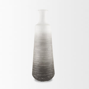 Mercana Toru Sculptural White-to-Gray Vase - Modern Embossed Design for Stylish Home Decor Centerpieces Ombre | Metal | Tall 70958